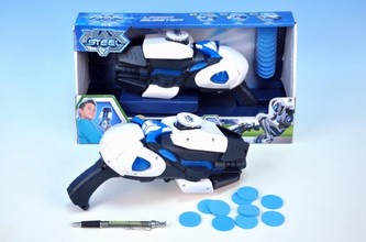 Pistole na pěnové náboje Laser Blaster MAX STEEL 28cm na baterie se světlem v krabičce