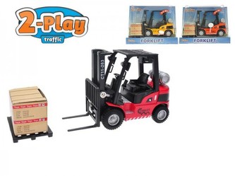 Vysokozdvižný vozík kov/plast 15cm na zpětné natažení na baterie se zvukem se světlem v krabičce