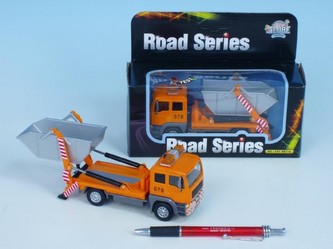 Auto popelář kontejner kov/plast 14cm na zpětné natažení na baterie se zvukem se světlem v krabici