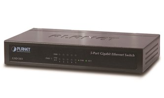 Planet GSD-503 switch 5x 10/100/1000Base-T, EuP, 802.3az, kov, fanless Planet GSD-503 switch 5x 10/100/1000Base-T, EuP, 802.3az, kov, fanless