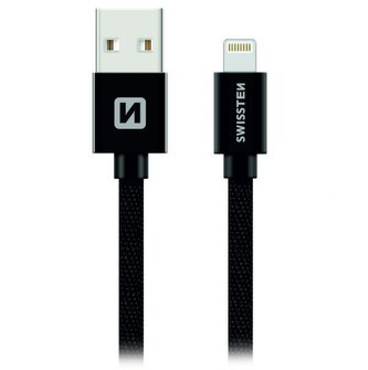 Swissten Datový Kabel Textile Usb / Lightning Mfi 2,0 M Černý Swissten Datový Kabel Textile Usb / Lightning Mfi 2,0 M Černý