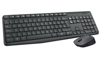 Logitech set MK235/ Bezdrátová klávesnice + myš/ 2.4GHz/ USB přijímač/ CZ/ šedý