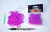 Udělej si svůj náramek - gumičky 250ks fialové s doplňky v sáčku 12ks v PLP