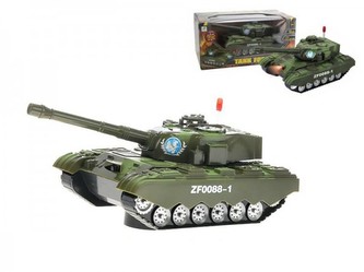 Tank plast 25cm narážecí na baterie se zvukem se světlem v krabici