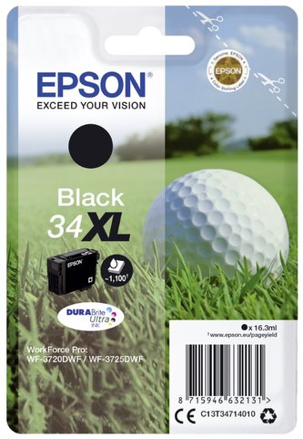 C13T34714010 Inkjet cartridge do tiskáren WF-3720DWF, 3725DWF, černá, 16,3 ml, EPSON