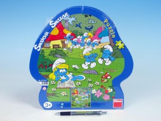 Puzzle Šmoulové domeček kontura 28x28cm 21 dílků