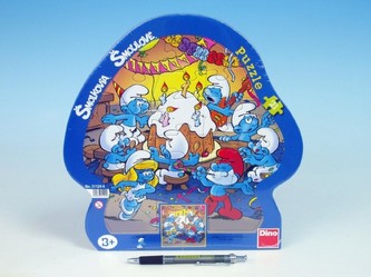 Puzzle Šmoulové oslava kontura 28x28cm 21 dílků