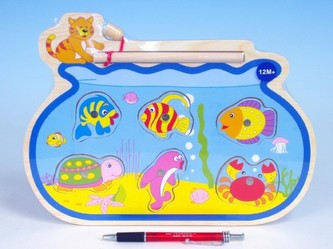 Hra Ryby/rybář s magnety dřevo 30x22,5x0,8cm