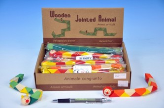 Zvířátko had dřevo kloubové 19-21cm 4 druhy v sáčku