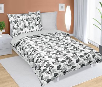 Povlečení krepové - jedna strana šedý květ, druhá strana šedý proužek - 140x200,70x90 cm Povlečení krepové - jedna strana šedý květ, druhá strana šedý proužek - 140x200,70x90 cm