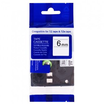 PRINTLINE kompatibilní páska s Brother HSe-211, 6mm,,černý tisk/ bílý podklad, bužírka