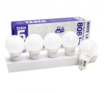 TESLA LED žárovka BULB/ E27/ 9W/ 230V/ 806lm/ 4000K/ 5PACK/ denní bílá