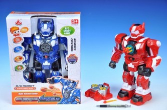 Robot RC plast 33cm na vysílačku na baterie se zvukem se světlem v krabici