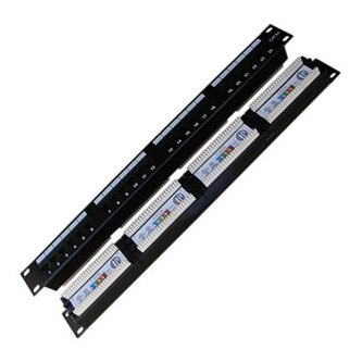 DATACOM Patch panel 19\" UTP 24 port CAT5E DUAL 1U BK (4x6p)