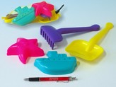 Sada na písek-lopatka,hrabičky,formičky 2ks v síťce