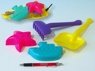 Sada na písek-lopatka,hrabičky,formičky 2ks v síťce