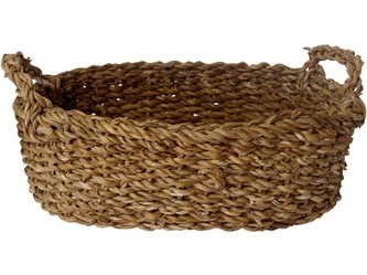 košík oválný s úchyty velký 36x26x11cm mořská tráva