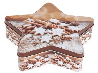 dóza plechová HVĚZDA 23x6cm VÁNOČNÍ