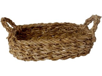 košík oválný s úchyty malý 24x17x7cm mořská tráva