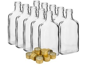 láhev placatka 200ml skleněná s uzávěrem (10ks)