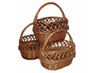 košík nákupní oválný 40x30x43cm, ucho podél, lakovaný