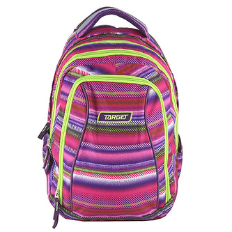 Školní batoh 2v1 Target Barevné pruhy, růžovo - zelený