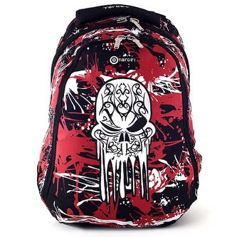 Sportovní batoh Target černo-červený, motiv lebky