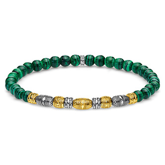 Náramek \"Zelené korálky\" Thomas Sabo A1920-140-6-L17, Sterling Silver, 925 Sterling silver, 18k y