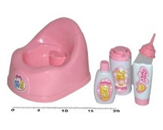 Nočník plast 15x17cm s doplňky, 2 barvy, v síťce - 1 kus