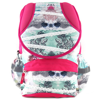 Školní batoh Target Bílá krajka, šedé květy