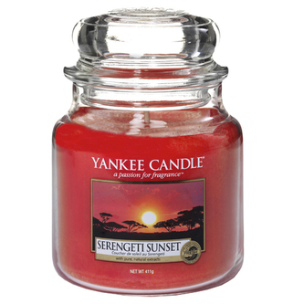 Svíčka ve skleněné dóze Yankee Candle Západ slunce v Serengeti, 410 g