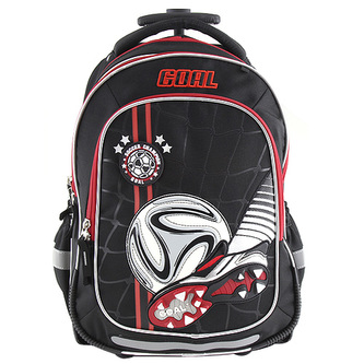 Školní batoh Target 3D kopačka a míč, s kolečky a rukojetí