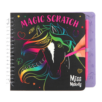 Škrabací sešit Miss melody S duhovým podkladem, včetně škrabátka