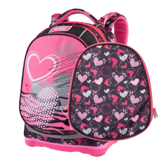 Školní batoh Target Srdce, růžovo-černý
