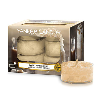 Svíčky čajové Yankee Candle Sladký javorový chai, 12 ks