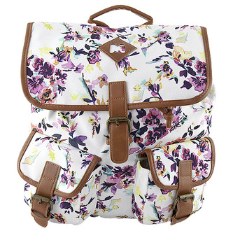 Batoh Target Marshmallow/fialové květy, bílá