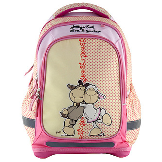 Školní batoh Nici žlutý s růžovými puntíky