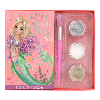 Sada třpytivého tetování Fantasy Model Mořská panna, štětec, 3 třpytky, 54 šablon