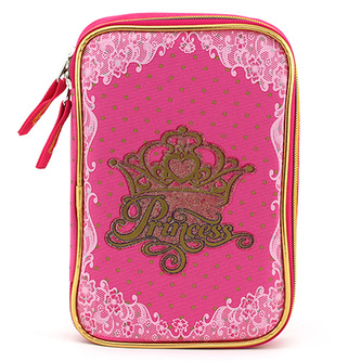 Školní penál s náplní Target Princess, jednopatrový, růžový