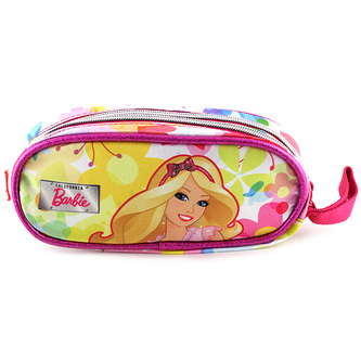 Školní penál Barbie růžový, motiv květin