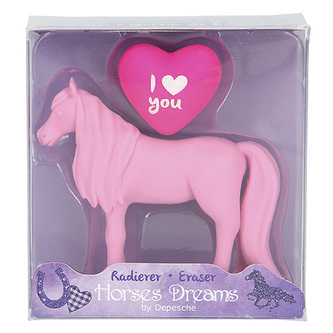 Gumovací pryž Horses Dreams ASST Růžový kůň, 2 ks