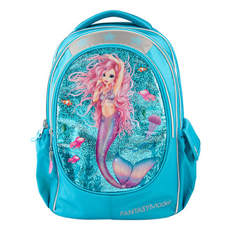 Školní batoh Fantasy Model Mořská panna, tyrkysový s glitry