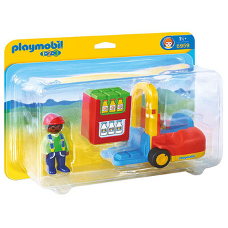 Vysokozdvižný vozík Playmobil s panáčkem, 4 dílky