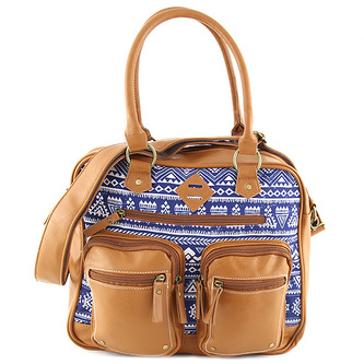 Taška přes rameno Target Marshmallow/bílé ornamenty, hnědá koženka