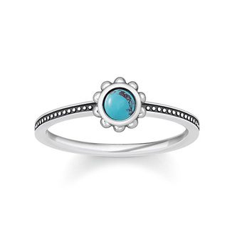 Prsten \"Etnický tyrkysový\" Thomas Sabo TR2151-878-17-56, Sterling Silver, 925 Sterling silver, blac Prsten \"Etnický tyrkysový\" Thomas Sabo TR2151-878-17-56, Sterling Silver, 925 Sterling silver, blac