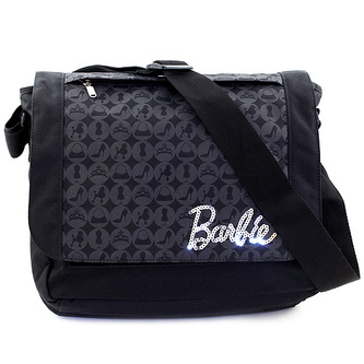 Taška přes rameno Barbie černá, se stříbrným nápisem Barbie
