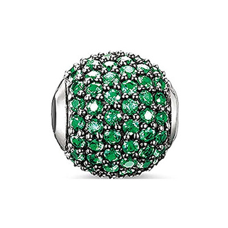 Korálek \"Dlážděný zelený\" Thomas Sabo K0116-667-6, Karma Beads, 925 Sterling silver, blackened, sy