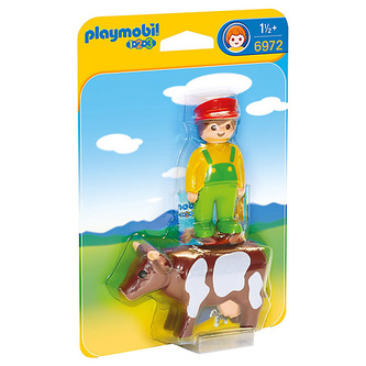 Farmář s kravičkou Playmobil 1.2.3, 2 ks