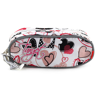 Školní penál Target bílý se srdíčky