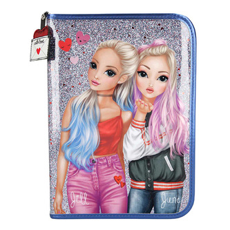 Penál s výbavou Top Model Jill a June, jednopatrový, mordý s glitry Penál s výbavou Top Model Jill a June, jednopatrový, mordý s glitry